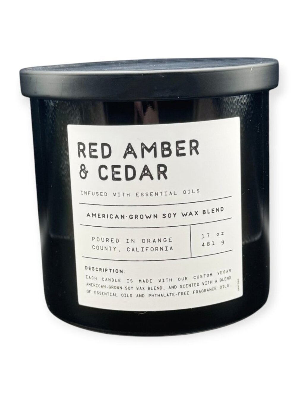 Leoben Co Red Amber & Cedar Vegan Soy Wax Blend Scented Candle, 17 Oz